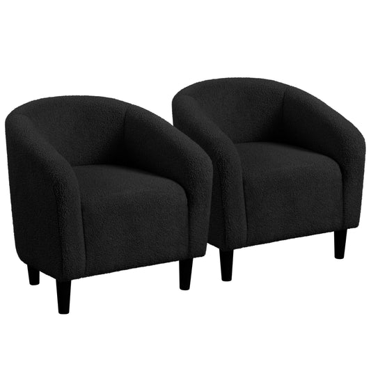 Oakcraft Accent Chair Set of 2, Boucle Fabric Club Chair, Furry Sherpa Elegant Siting Chair with Cozy Soft Padded for Living Room Bedroom Reception Room Office,
