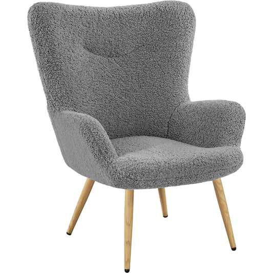 Oakcraft Wingback Chair, Polyester Cover, TV Chair, Armrest Chair, Upholstered Folding Chair, Cocktail Chair, Teddy Plush, Stylish Design,