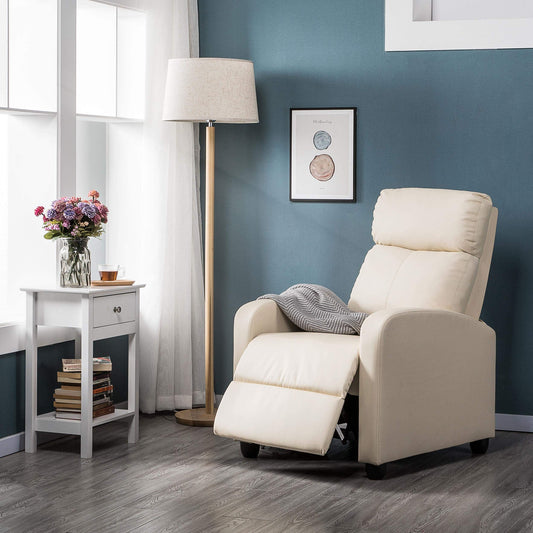 Oakcraft Recliner Chair PU Leather Recliner Sofa Home Theater Seating with Lumbar Support Overstuffed High-Density Sponge Push