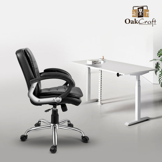 Oakcraft Majesty Medium Back Leatherette Ergonomic Office Chair - Oakcraft
