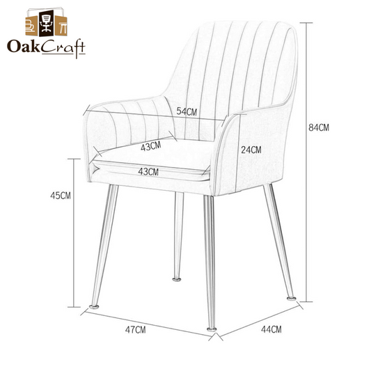 OAKCRAFT Flower Dining Chair | Accent Chair for Living Room Bedroom Restaurant | Velvet Fabric & Cushion Seat with gold Metal Legs
