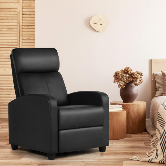 Oakcraft Recliner Chair PU Leather Recliner Sofa Home Theater Seating with Lumbar Support Overstuffed High-Density Sponge Push