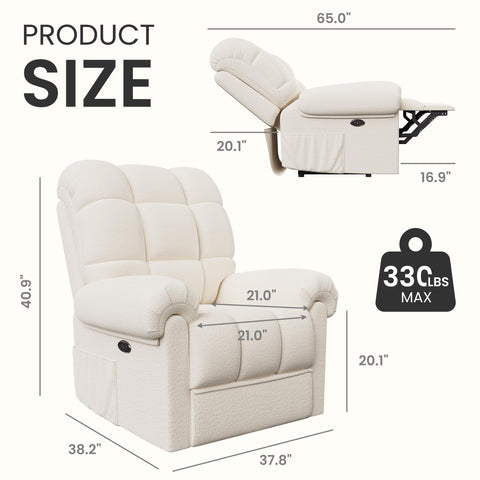 Oakcraft 2025 New Power Recliner Chair for Adults, Adjustable Electric Chair Power Reclining Sofa, USB Port, Ultra-Comfy Teddy Fleece Recliner for Living Room, Tool-Free Setup Single Sofa Oakcraft 2025 New Power Recliner Chair for Adults, Adjustable Electric Chair Power Reclining Sofa, USB Port, Ultra-Comfy Teddy Fleece Recliner for Living Room, Tool-Free Setup Single Sofa