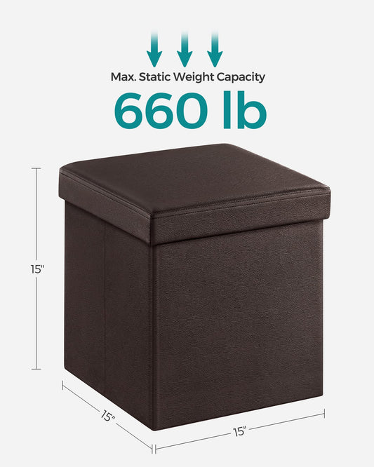 Oakcraft Furniture Ottoman Stool/Seat/Ottoman/Bench Stool with Cushion Storage Ottoman Cube, Linen Small Coffee Table, Foot Rest Stool Seat, Folding Toys Chest Collapsible for Kids
