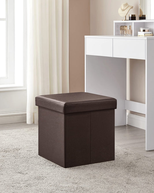 Oakcraft Furniture Ottoman Stool/Seat/Ottoman/Bench Stool with Cushion Storage Ottoman Cube, Linen Small Coffee Table, Foot Rest Stool Seat, Folding Toys Chest Collapsible for Kids