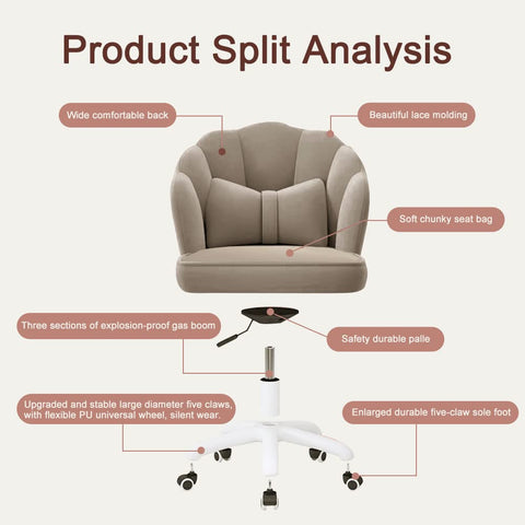 Oakcraft Home Office Desk Butterfly Chair with Mid-Back Upholstered Modern Tufted Computer Task Chair Swivel Height Adjustable Velvet Accent Chair Oakcraft Home Office Desk Butterfly Chair with Mid-Back Upholstered Modern Tufted Computer Task Chair Swivel Height Adjustable Velvet Accent Chair