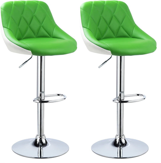 Oakcraft Louver Bar Stool for Breakfast Dining Stool Kitchen Island Counter Solid Wood Bar Stool Pack of 2 (Finish Color - Green White, DIY(Do-It-Yourself))