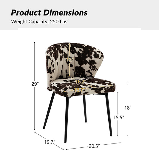 Oakcraft Modern Dining Chairs, Small Cute Armless Accent Chair, Upholstered Side Chair with Black Metal Legs, Tufted Back Vanity Chair for Bedroom/Dining Room/Beauty