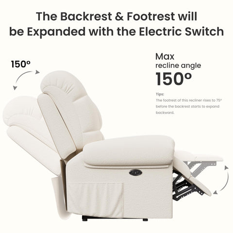 Oakcraft 2025 New Power Recliner Chair for Adults, Adjustable Electric Chair Power Reclining Sofa, USB Port, Ultra-Comfy Teddy Fleece Recliner for Living Room, Tool-Free Setup Single Sofa Oakcraft 2025 New Power Recliner Chair for Adults, Adjustable Electric Chair Power Reclining Sofa, USB Port, Ultra-Comfy Teddy Fleece Recliner for Living Room, Tool-Free Setup Single Sofa