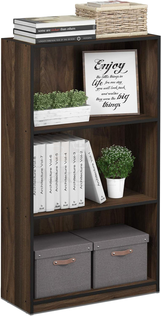 Oakcraft 3 Tier Multipurpose Storage Unit Engineered Wood Open Book Shelf - Oakcraft