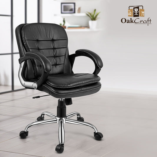 Oakcraft Majesty Medium Back Leatherette Ergonomic Office Chair - Oakcraft