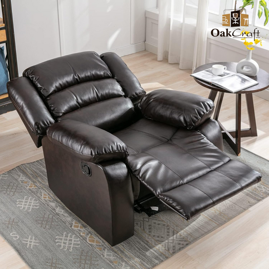 Oakcraft Manual Recliner Chair Sofa with Leatheratte - Oakcraft