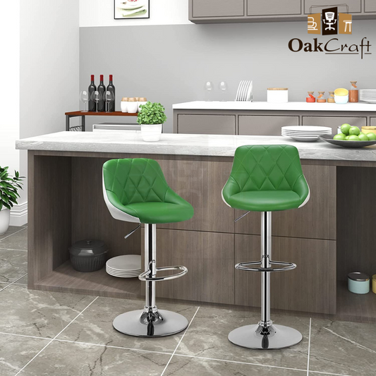 Oakcraft Louver Bar Stool for Breakfast Dining Stool Kitchen Island Counter Solid Wood Bar Stool Pack of 2 (Finish Color - Green White, DIY(Do-It-Yourself))