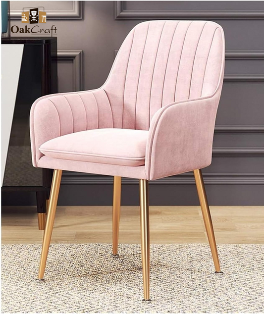OAKCRAFT Flower Dining Chair | Accent Chair for Living Room Bedroom Restaurant | Velvet Fabric & Cushion Seat with gold Metal Legs
