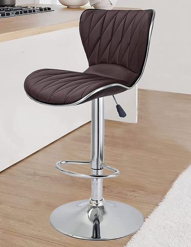 Oakcraft Comfortable Cushion Upholstery with back, Airlift Adjustable Swivel Solid wood Leatherette Bar Stool