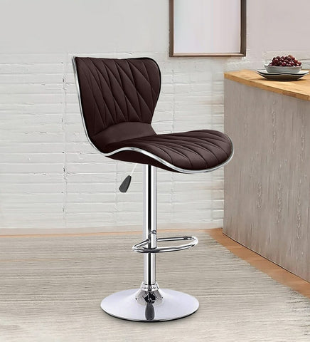 Oakcraft Comfortable Cushion Upholstery with back, Airlift Adjustable Swivel Solid wood Leatherette Bar Stool