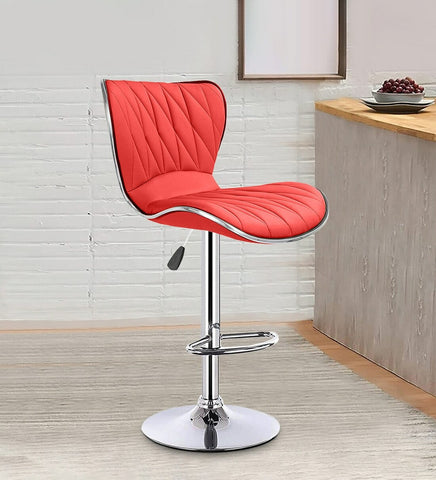 Oakcraft Comfortable Cushion Upholstery with back, Airlift Adjustable Swivel Solid wood Leatherette Bar Stool