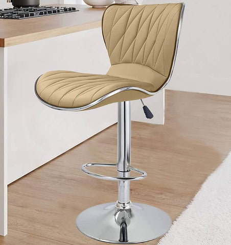 Oakcraft Cushion Upholstery with back, Airlift Adjustable Swivel Solid wood Leatherette Bar Stool