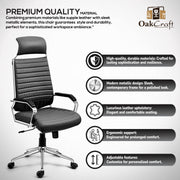 Oakcraft Acier- Made with French Artistry, Unrivaled Ergonomics in the Prime Metal Sleek Leatherette Office Executive Chair - Oakcraft