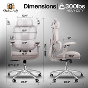Oakluxe Meridian Ergonomic with 3D Headrest, 5D Armrests & Adjustable Lumbar Support Mesh Office Executive Chair (White, Knock Down)