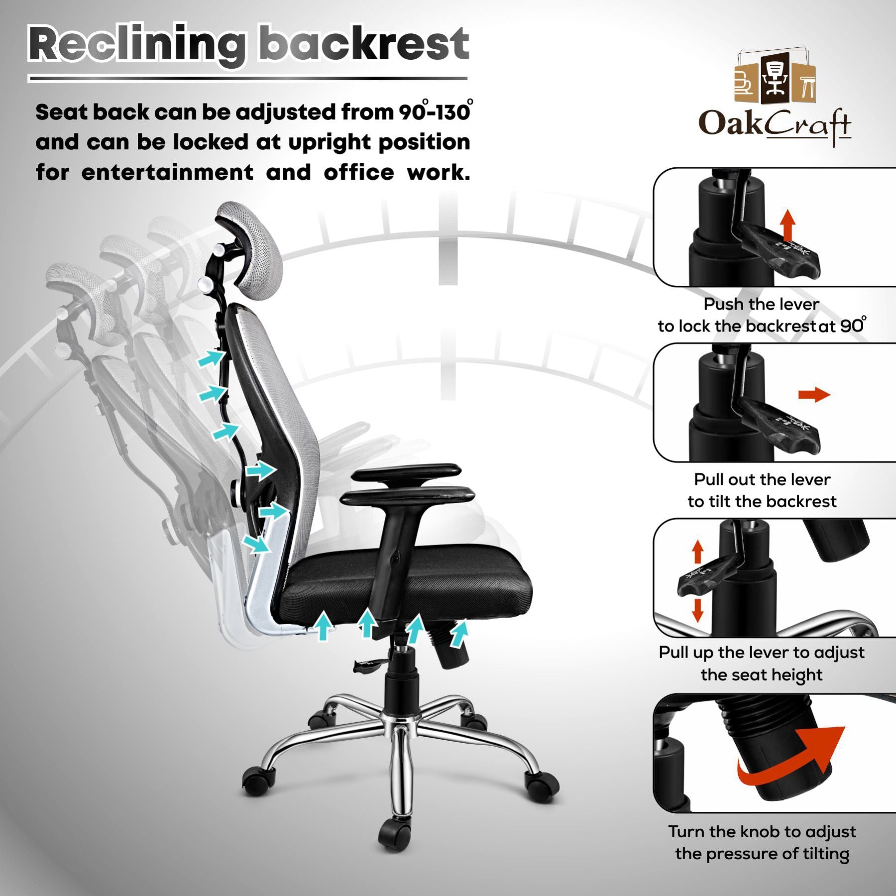 Ergonomic Chair Office Chairs With Locking Wheels Oakcraft Matrix