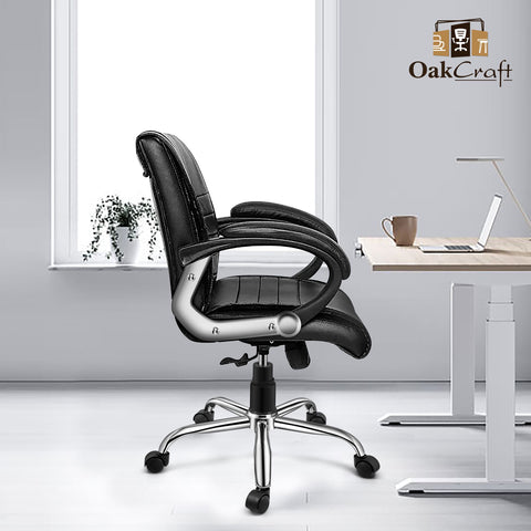 Oakcraft Majesty Medium Back Leatherette Ergonomic Office Chair - Oakcraft