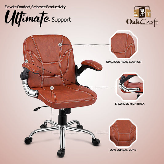 Oakcraft Colossal  Medium Back Leatherette Ergonomic Office Chair - Oakcraft