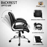 Oakcraft Majesty Medium Back Leatherette Ergonomic Office Chair - Oakcraft