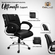 Oakcraft Majesty Medium Back Leatherette Ergonomic Office Chair - Oakcraft