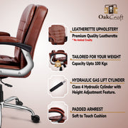 Oakcraft Majesty Medium Back Leatherette Ergonomic Office Chair - Oakcraft