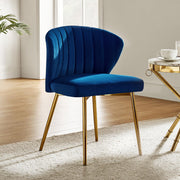 Oakcraft Modern Dining Chairs, Small Cute Armless Accent Chair, Upholstered Side Chair with Black Metal Legs, Tufted Back Vanity Chair for Bedroom/Dining Room/Beauty