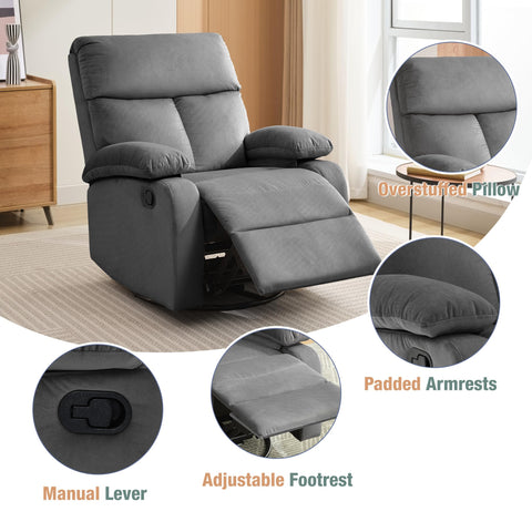 Oakcraft Recliner Chair for Adults, Massage Fabric Small Recliner Home Theater Seating with Lumbar Support, Adjustable Modern Reclining Chair with Padded Seat Backrest for Living Room