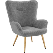 Oakcraft Wingback Chair, Polyester Cover, TV Chair, Armrest Chair, Upholstered Folding Chair, Cocktail Chair, Teddy Plush, Stylish Design,