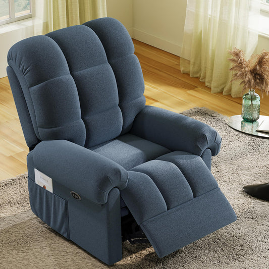 Oakcraft 2024 New Power Recliner Chair for Adults, Adjustable Electric Chair Power Reclining Sofa, USB Port, Ultra-Comfy Teddy Fleece Recliner for Living Room, Tool-Free Setup Single Sofa