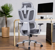 Oakcraft ergonomic mesh high back office chair with headrest in a bright workspace