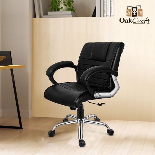 Oakcraft Majesty Medium Back Leatherette Ergonomic Office Chair