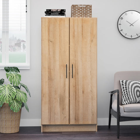 Oakcraft Elite 32" Storage Cabinet, Drifted Gray Storage Cabinet, Bathroom Cabinet, Pantry Cabinet with 3 Shelves 16" D x 32" W x 65" H,
