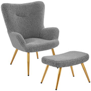 Oakcraft Wingback Chair, Polyester Cover, TV Chair, Armrest Chair, Upholstered Folding Chair, Cocktail Chair, Teddy Plush, Stylish Design,