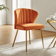 Oakcraft Modern Dining Chairs, Small Cute Armless Accent Chair, Upholstered Side Chair with Black Metal Legs, Tufted Back Vanity Chair for Bedroom/Dining Room/Beauty