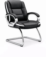 OAKCRAFT black leatherette medium back visitor chair with a chrome cantilever base