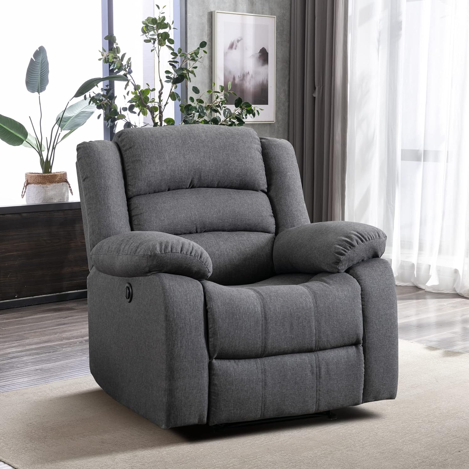 Oakcraft Power Recliner Chair, Oversized Electric Overstuffed Chair with Soft Cushion and Back, Sofa with Comfortable Armchair