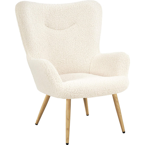 Oakcraft Wingback Chair, Polyester Cover, TV Chair, Armrest Chair, Upholstered Folding Chair, Cocktail Chair, Teddy Plush, Stylish Design,