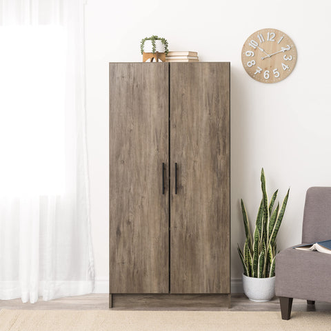 Oakcraft Elite 32" Storage Cabinet, Drifted Gray Storage Cabinet, Bathroom Cabinet, Pantry Cabinet with 3 Shelves 16" D x 32" W x 65" H,