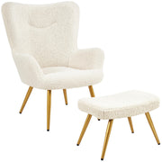 Oakcraft Wingback Chair, Polyester Cover, TV Chair, Armrest Chair, Upholstered Folding Chair, Cocktail Chair, Teddy Plush, Stylish Design,