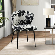 Oakcraft Modern Dining Chairs, Small Cute Armless Accent Chair, Upholstered Side Chair with Black Metal Legs, Tufted Back Vanity Chair for Bedroom/Dining Room/Beauty