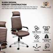 Oakcraft Acier- Made with French Artistry, Unrivaled Ergonomics in the Prime Metal Sleek Leatherette Office Executive Chair - Oakcraft