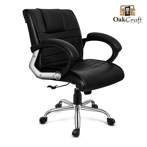 Oakcraft Majesty Medium Back Leatherette Ergonomic Office Chair - Oakcraft
