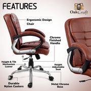 Oakcraft Majesty Medium Back Leatherette Ergonomic Office Chair - Oakcraft