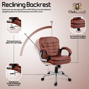 Oakcraft Majesty Medium Back Leatherette Ergonomic Office Chair - Oakcraft