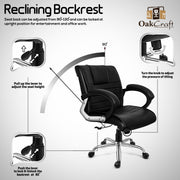 Oakcraft Majesty Medium Back Leatherette Ergonomic Office Chair - Oakcraft